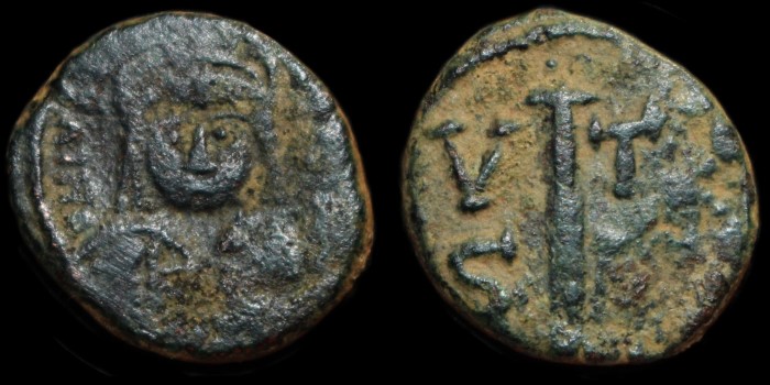 Decanummium de Justin II et Sophie émis à Carthage
