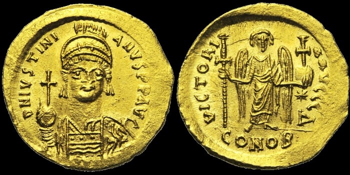 Solidus de Justinien émis à Constantinople