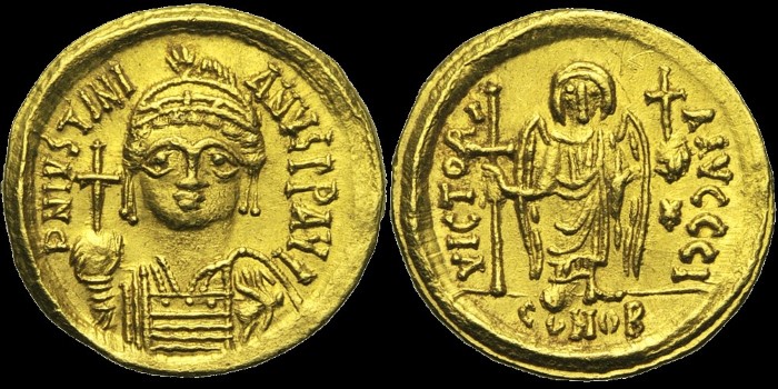 Solidus de Justinien émis à Carthage