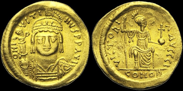 Solidus de Justin II émis à Alexandrie