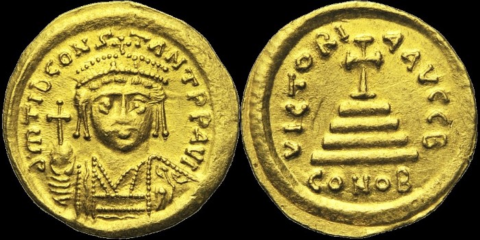 Solidus de Tibère Constantin émis à Constantinople