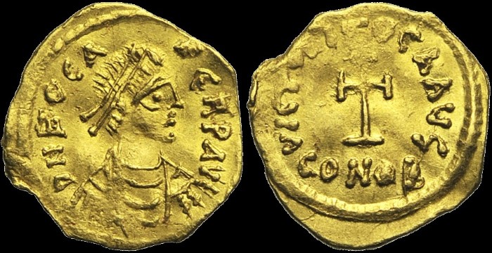 Tremissis, 607-610, Constantinople. émis sous Phocas