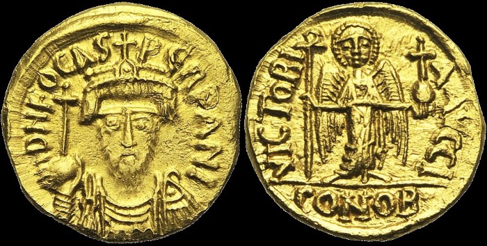Solidus, 606-607, Carthage. 10e indiction. émis sous Phocas