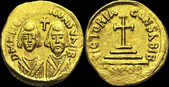 Solidus, 608-609, Alexandrie. 12e indiction. émis sous Révolte d'Héraclius