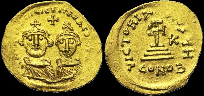 Solidus, vers 625-629, Constantinople. Off. H. émis sous Héraclius