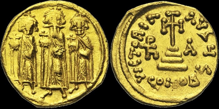 Solidus, 637-638, Constantinople. Off. S. 11e indiction. émis sous Héraclius