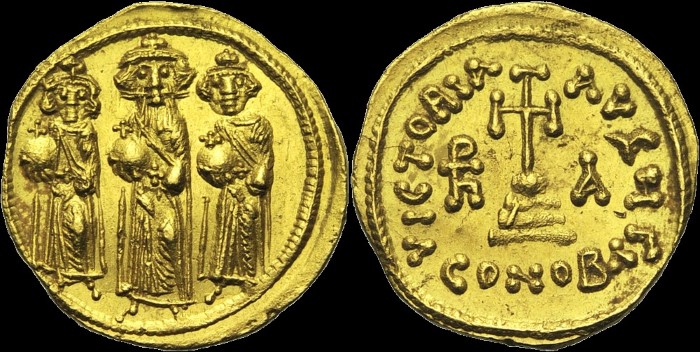 Solidus, 637-638, Constantinople. Off. G. 11e indiction. émis sous Héraclius