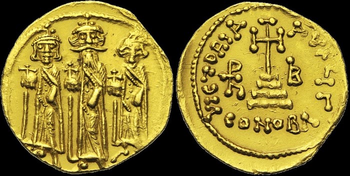 Solidus, 638-639, Constantinople. Off. G. 12e indiction. émis sous Héraclius