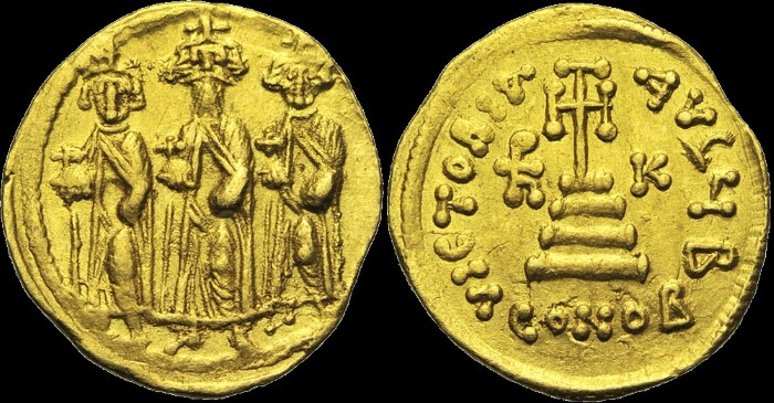 Solidus, 639(?)-641, Constantinople. Off. B. émis sous Héraclius