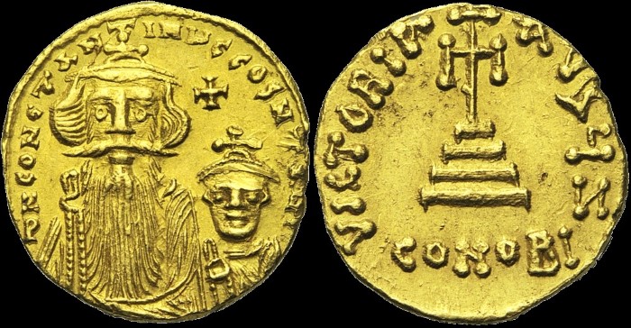 Solidus, 654-659, Constantinople. Off. ?. émis sous Constant II