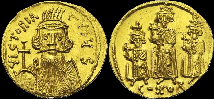 Solidus, 667 (?)-668, Constantinople. Off. S. émis sous Constant II