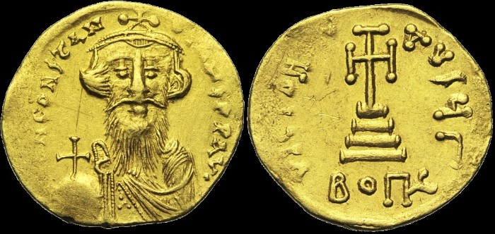 Solidus léger de 23 Siliques, 651-654, Constantinople. Off. G. émis sous Constant II