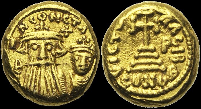 Solidus, 653-654, Carthage. 12e indiction. émis sous Constant II