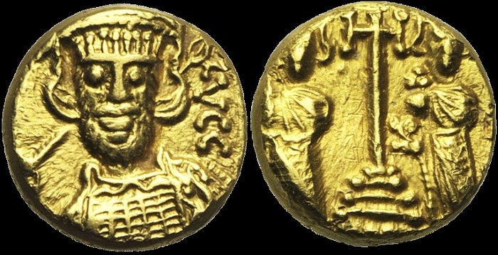 Solidus, 679-680, Carthage ou atelier en Sardaigne (?). 8e indiction. émis sous Constantin IV