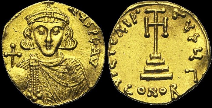 Solidus, 685-687, Constantinople. Off. G. émis sous Justinien II, 1er règne
