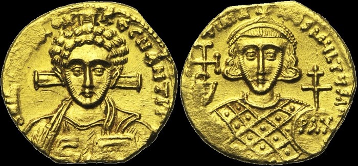 Solidus, 705, Constantinople. émis sous Justinien II, 2e règne