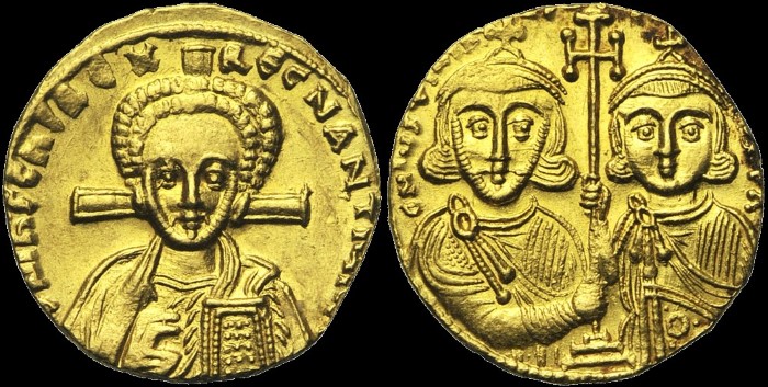 Solidus, Constantinople. émis sous Justinien II, 2e règne