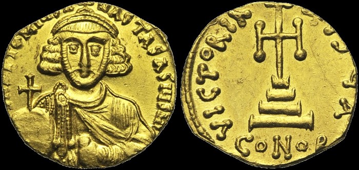 Solidus, Constantinople. Off. A. émis sous Anastase II Artemius