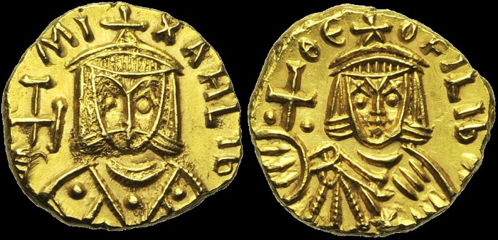 Solidus, Syracuse. Premier type, de grand module. émis sous Michael II d'Amorium et Théophile