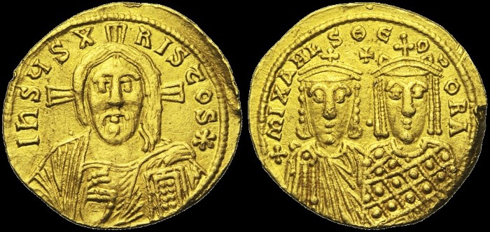 Solidus, 843-856 (?), Constantinople. émis sous Michael III avec sa mère Théodora