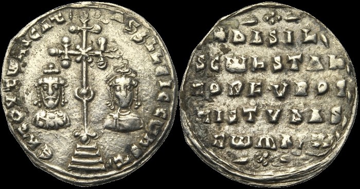 Miliaresion, 977-989, Constantinople. émis sous Basile II le Bulgarochtone avec Constantin VIII