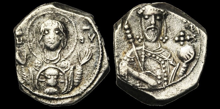 AR tetarteron pré-réforme d'Alexis I Comnène à la Vierge émis à Thessalonique