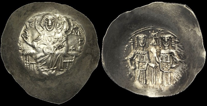 EL aspron trachy d'Alexis III au Christ et à St Constantin