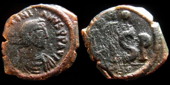 16 nummis AISP de Justinien émis à Thessalonique