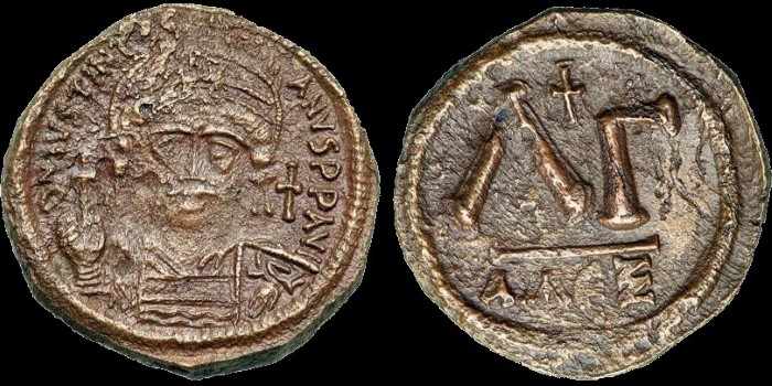 33 nummis de Justinien émis à Alexandrie