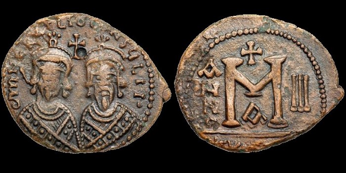 Follis d'Héraclius Exarque émis à Chypre