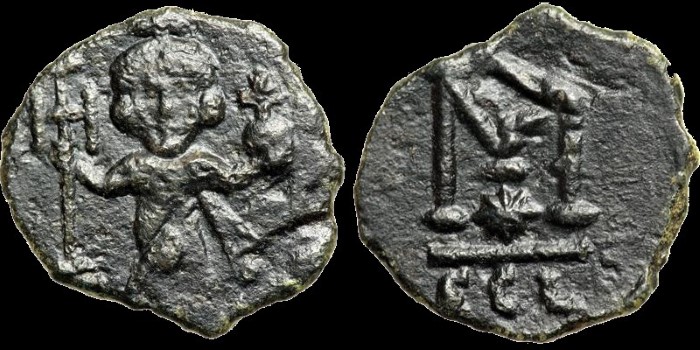 Follis de Justinien II émis à Syracuse