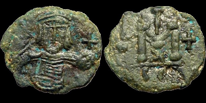Follis de Tibère III émis à Syracuse
