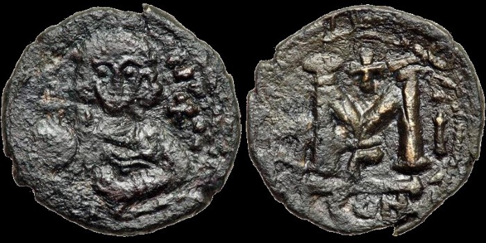 Follis d'Anasatase II émis à Constantinople