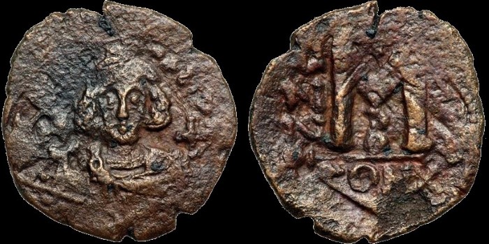 Follis d'Anasatase II émis à Constantinople