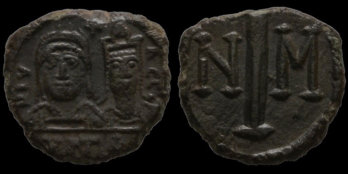 Decanummium de Justin II et Sophie émis à Carthage