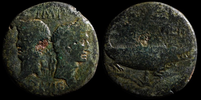 Dupondius de Nîmes d’Octave et Agrippa (type 3)