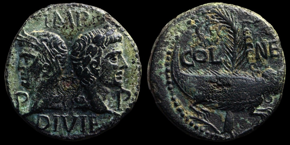 Dupondius de Nîmes d’Octave et Agrippa (type 4)