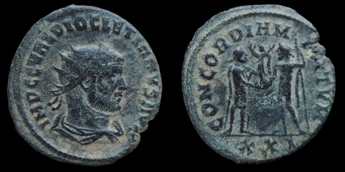 Antoninien de Diocletien avec Concordia Militum émis à Rome