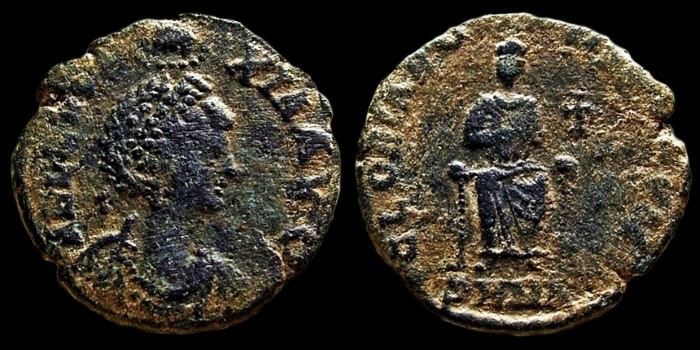 Centenionalis d'Aelia Eudoxia, épouse d'Arcadius et mère de Théodose II émis à Nicomédie