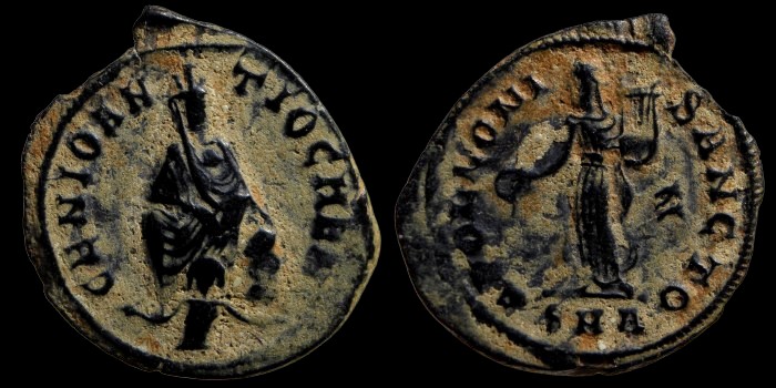 Nummus de l'émission de la persécution des chrétiens d'Antioche sous Maximinus II