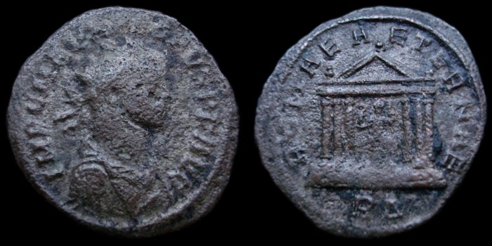 Antoninien de Probus avec un Temple émis à Rome