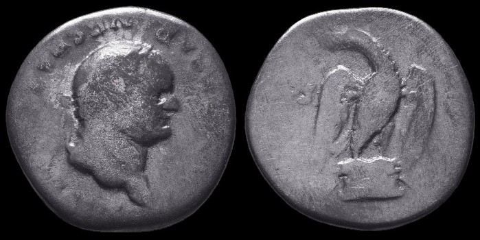 Denier de Vespasien avec un aigle