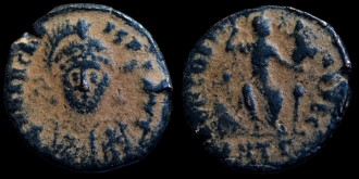 RIC X 97 Antioche - AE3 Centenionalis d'Arcadius avec Concordia émis à Antioche