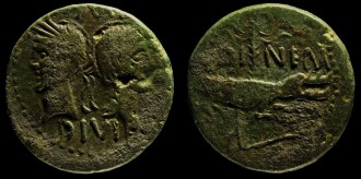 RIC 155, imitation - Dupondius de Nîmes d’Octave et Agrippa, imitation gauloise