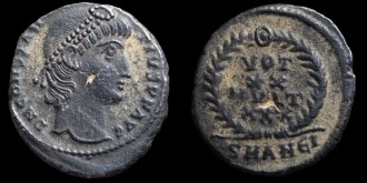 RIC VIII 113 Antioche - AE3/4 Centenionalis réduit de Constance II avec VOT XX MVLT XXX émis à Antioche