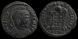 RIC VII 389 Trèves - Follis de Constantin avec l'autel émis à Trèves