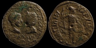 Moushmov 2938 var - Tetrassaria de Gordien III émis à Anchialus avec Athena