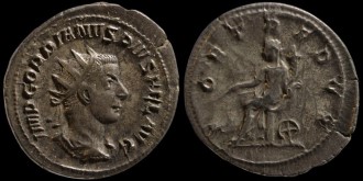RIC 143, Sear 8612 - Antoninien de Gordien III avec la Fortune assise