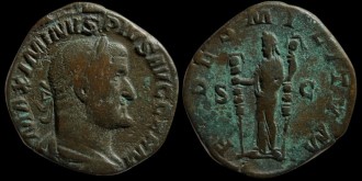 RIC 43, Sear 8327 - Sesterce Maximin le Thrace avec Fides et étendards