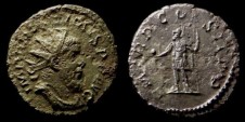 RIC 54 - Antoninien de Postume avec l'empereur tenant un globe et une lance émis à Lyon